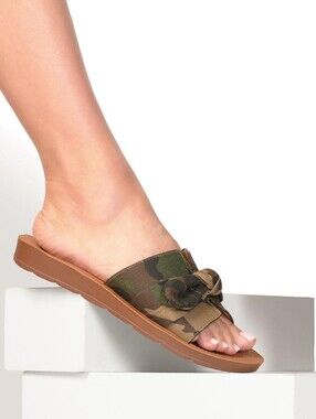 Corkys Too Cute  Camo Knot Slide Sandals - Green/Brown